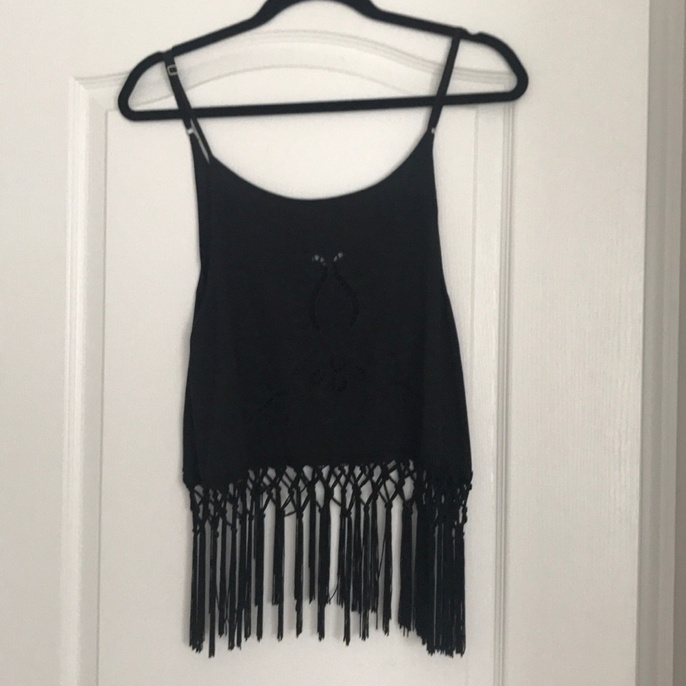 Lulu's Black Fringe Tank Top
